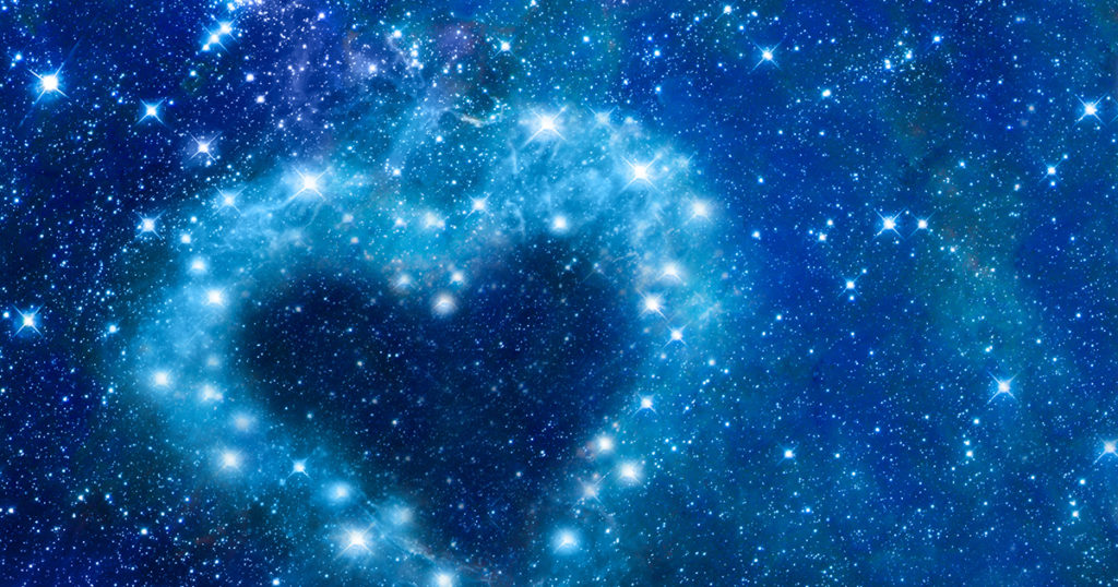 heart made of stars in night sky