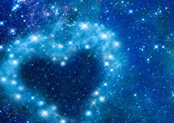 heart made of stars in night sky
