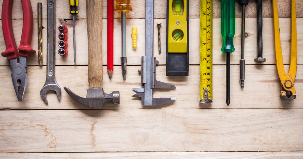 tools hanging on wall