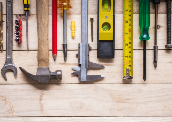 tools hanging on wall